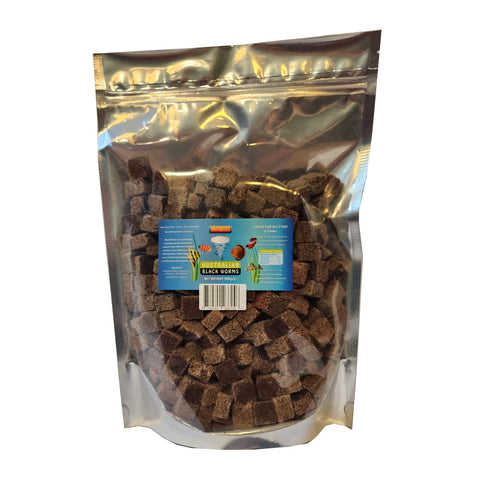 ** UNAVAILABLE - Freeze Dried Blackworms with Bio-Pigment - Cubed - 200g Bag